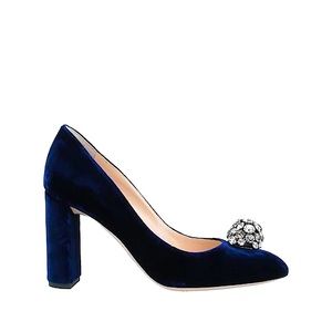 DEIMILLE DELLA PIA CRYSTAL EMBELLISHED PUMP IN ROYAL BLUE VELVET